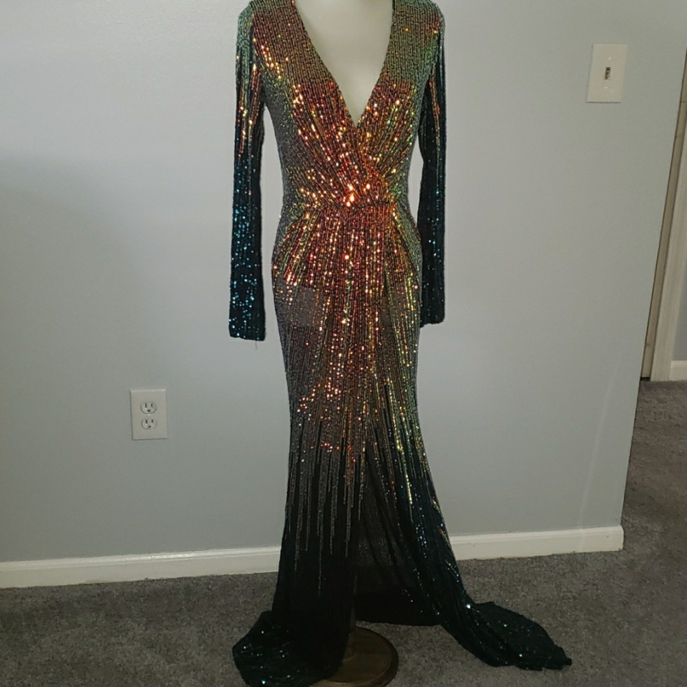 Fashion Nova High Slit Floor Length Gown